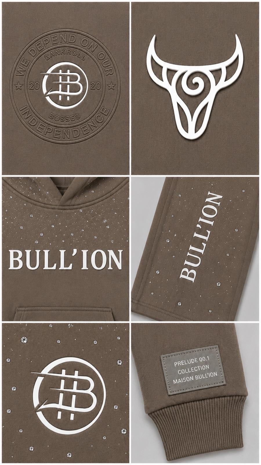 BULL’ION SCATTERED CRYSTAL TRACK BOTTOMS - HEATHER GREY