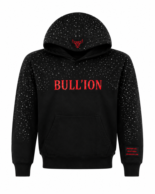 BULL’ION SCATTERED CRYSTAL TRACK HOODIE - ONYX
