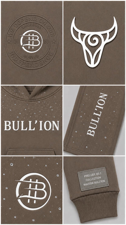 BULL’ION SCATTERED CRYSTAL TRACK HOODIE - HEATHER GREY