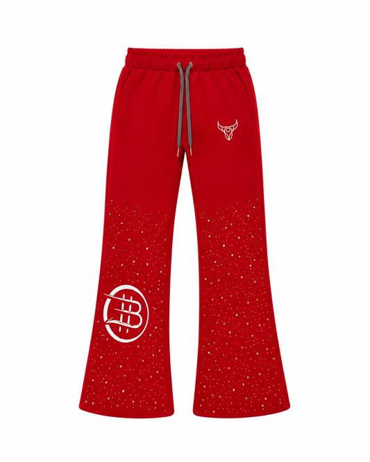 BULL’ION SCATTERED CRYSTAL TRACK BOTTOM - SCARLET