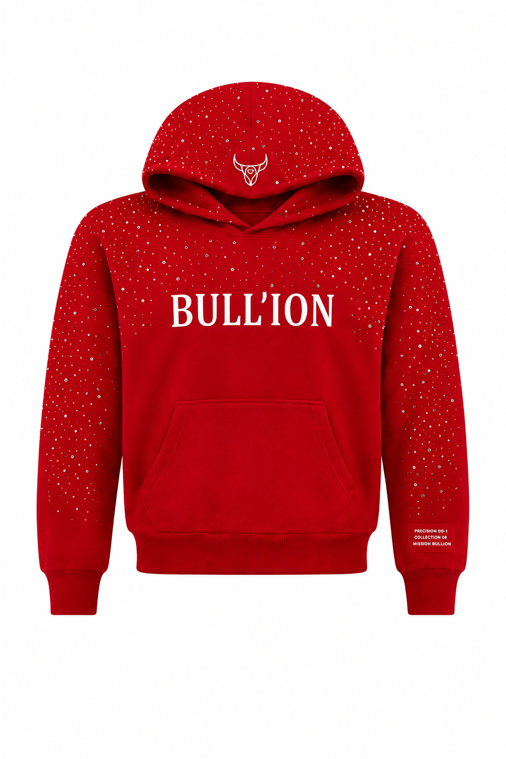 BULL’ION SCATTERED CRYSTAL TRACK HOODIE - SCARLET