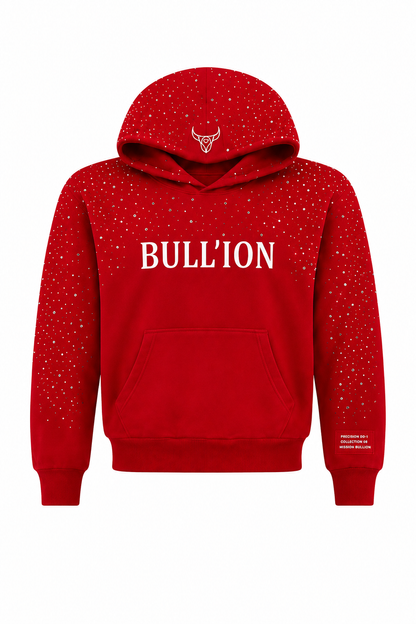 BULL’ION SCATTERED CRYSTAL TRACK HOODIE - SCARLET