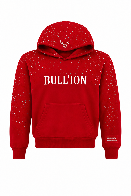 BULL’ION SCATTERED CRYSTAL TRACK HOODIE - SCARLET